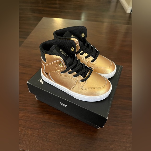 Supra Kids Gold and Black Sneakers-toddler 6 - Picture 1 of 6